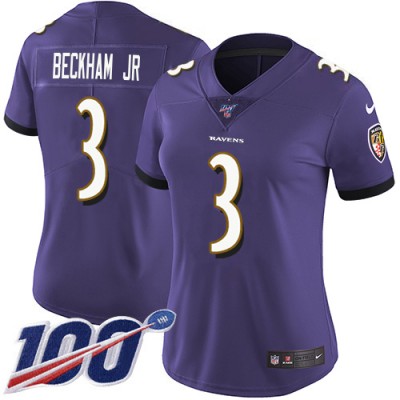 Nike Baltimore Ravens #3 Odell Beckham Jr. Purple Team Color Women's Stitched NFL 100th Season Vapor Untouchable Limited Jersey